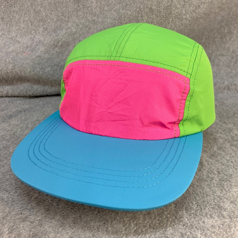 Colorblock Unisex Multi Unbranded 5 Panel Hat Nylon Retro Neon Adjustable OSFM